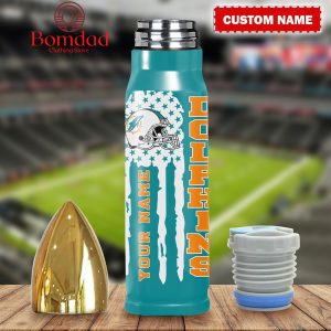 Miami Dolphins American Flag Personalized Steel Bullet Tumbler