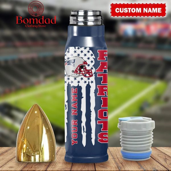 New England Patriots American Flag Personalized Steel Bullet Tumbler