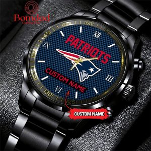 New England Patriots Fan Personalized Black Steel Watch