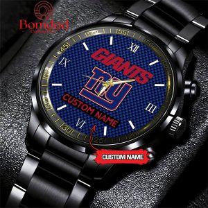 New York Giants Fan Personalized Black Steel Watch