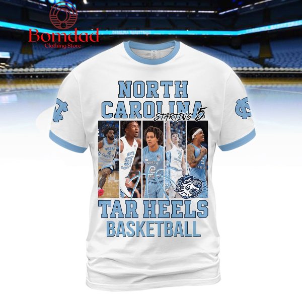 North Carolina Tar Heels Basketball Staring 5 Hoodie Shirts White