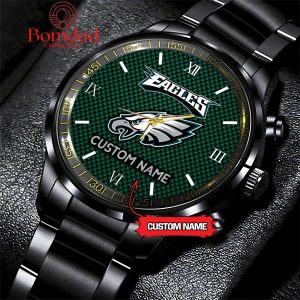 Philadelphia Eagles Fan Personalized Black Steel Watch