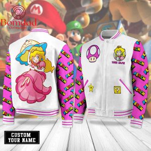 Princess Peach Super Mario Nintendo Game Personalized Baseball Jacket