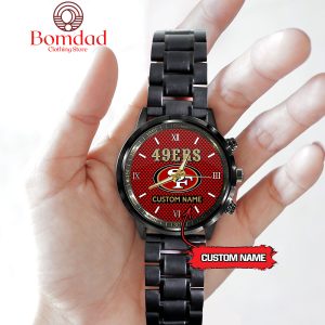 San Francisco 49ers Fan Personalized Black Steel Watch