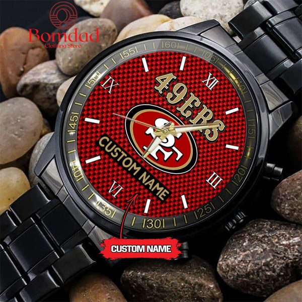 San Francisco 49ers Fan Personalized Black Steel Watch
