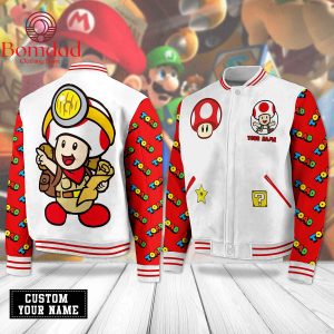 Toad Super Mario Nintendo Game Personalized Baseball Jacket