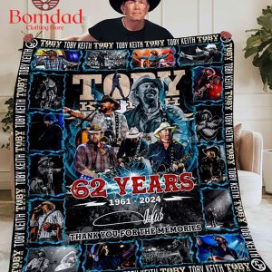 Toby Keith 62 Years 1961 2024 Memories Fleece Blanket Quilt