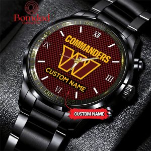 Washington Commanders Fan Personalized Black Steel Watch