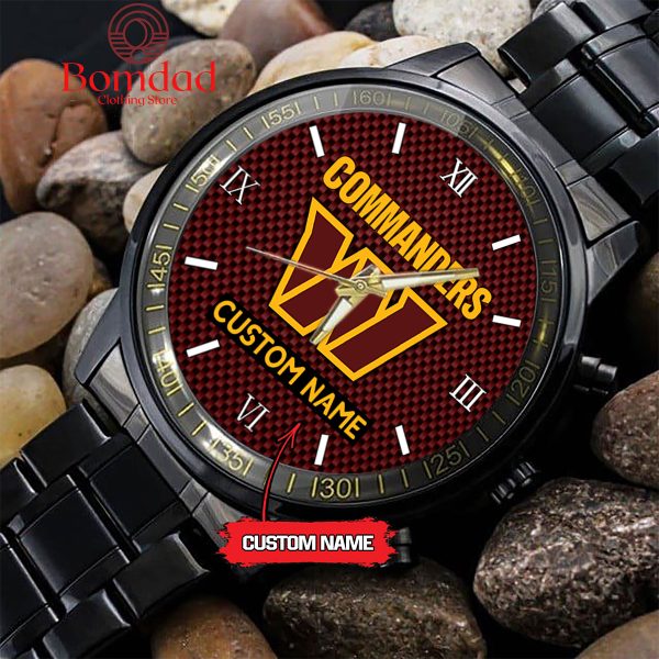 Washington Commanders Fan Personalized Black Steel Watch