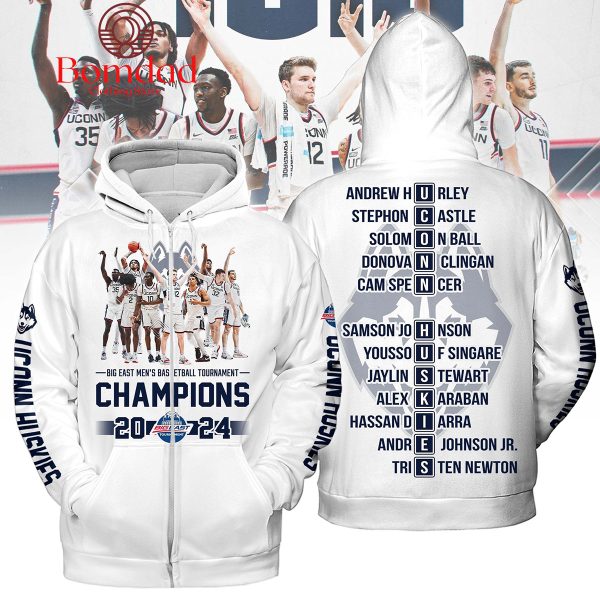 2024 Uconn Huskies Champions Big East Team Hoodie Shirts White Version