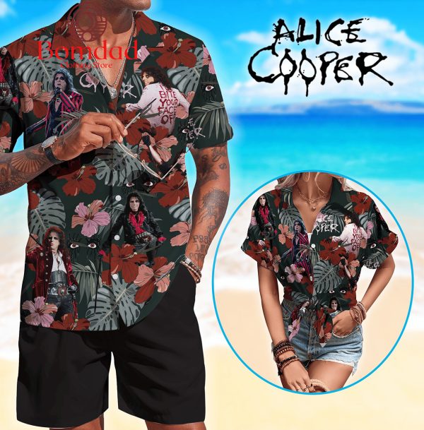 Alice Cooper Palm Tree Coconut Monstera Hibiscus Hawaiian Shirts