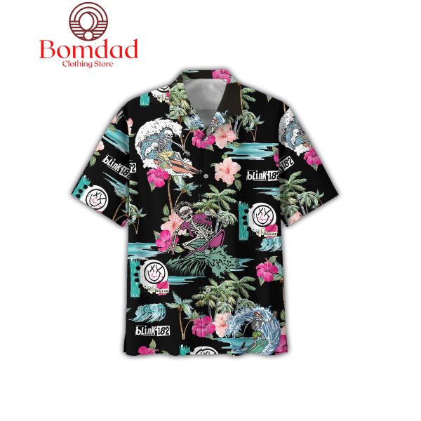 Blink 182 Hibiscus Coconut Hawaiian Shirts Black Design