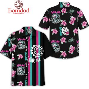 Blink 182 Hibiscus Hawaiian Shirts Black Design