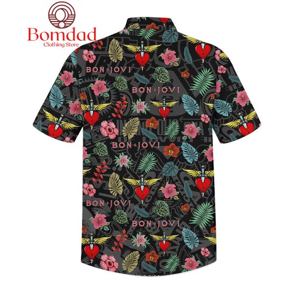 Bon Jovi Palm Tree Coconut Monstera Hibiscus Hawaiian Shirts