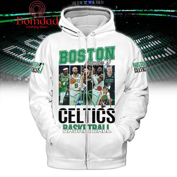 Boston Celtics Starting 6 Basketball White Design Hoodie Shirts