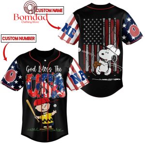 Charlie Brown Peanuts Independence Day God Bless America Personalized Baseball Jersey