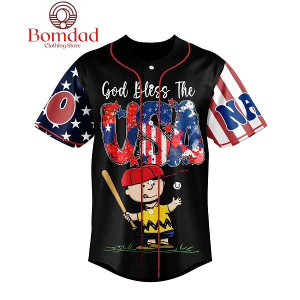 Charlie Brown Peanuts Independence Day God Bless America Personalized Baseball Jersey