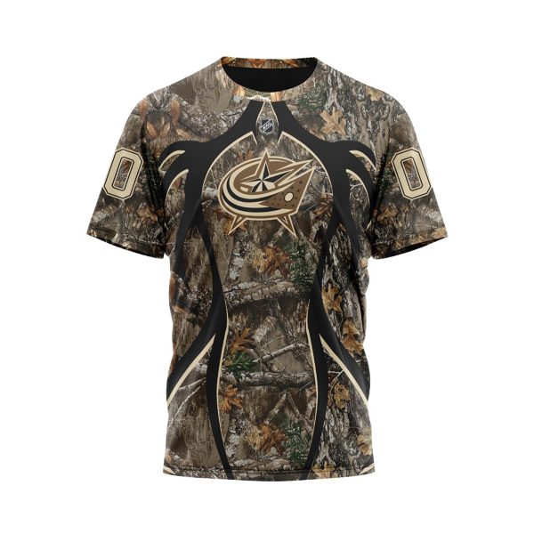 Columbus Blue Jackets Hunting Realtree Camo Personalized Hoodie Shirts