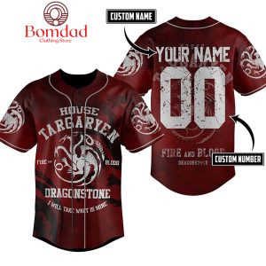 House Of Dragon Targaryen Fire And Blood Personalized Baseball Jersey