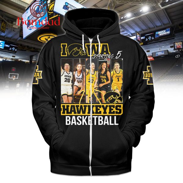 Iowa Hawkeyes Women’s Basketball Starting 5 Black Version Hoodie Shirts