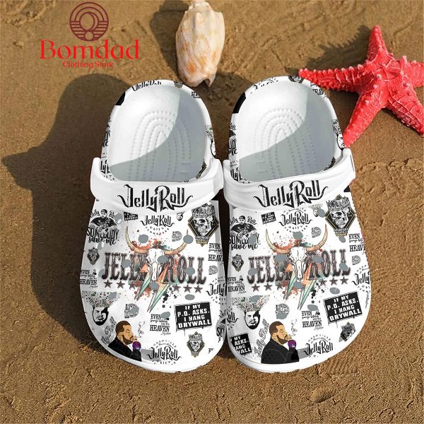 Jelly Roll Even Savage Bitches Go To Heaven Crocs Clogs White Version