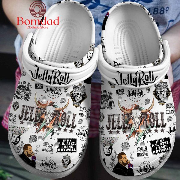 Jelly Roll Even Savage Bitches Go To Heaven Crocs Clogs White Version
