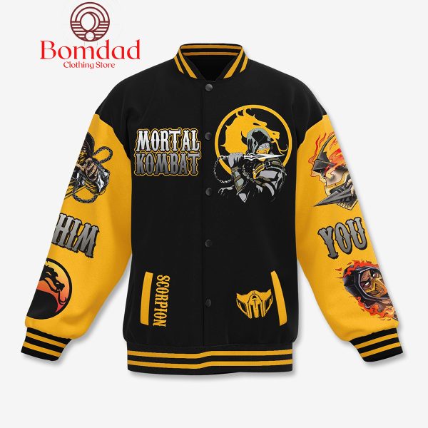 Mortal Kombat Get Over Here Baseball Jacket Black And Yellow