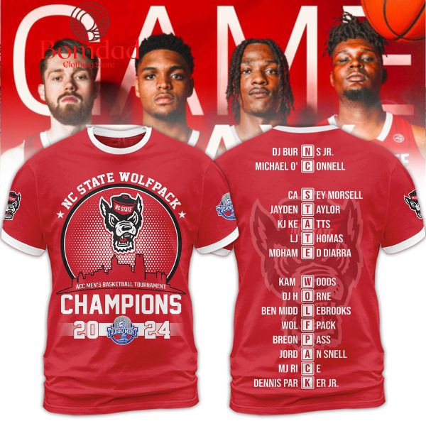 NC State Wolfpack 2024 Champions ACC Men’s Basketball Red Hoodie Shirts