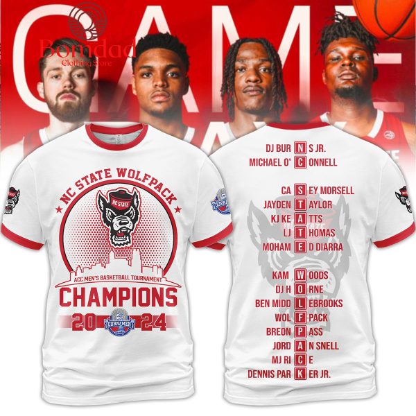 NC State Wolfpack 2024 Champions ACC Men’s Basketball White Hoodie Shirts