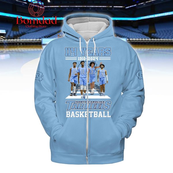 North Carolina Tar Heels Basketball 114 Years 1910 2024 Blue Design Hoodie T Shirt