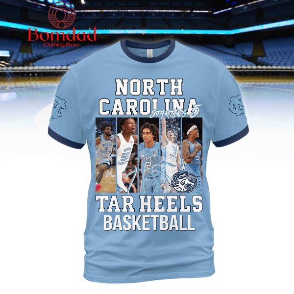 North Carolina Tar Heels Basketball Starting 5 Blue Design Hoodie T Shirt