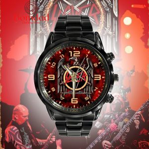 Slayer Rock Band Golden And Red Fan Black Watch