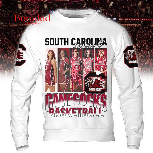 South Carolina Gamecocks Women’s Basketball Starting 5 Hoodie Shirt White Design
