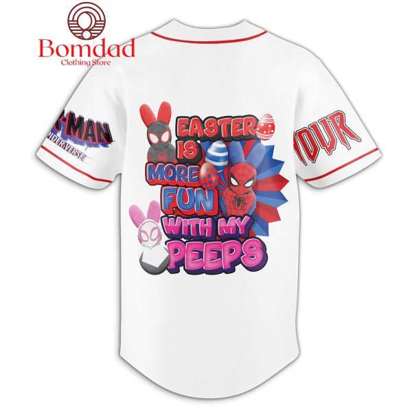 Spider Man Easter Is More Fun With My Peeps Personalized Baseball Jersey