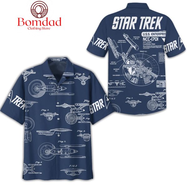 Star Trek USS Enterprise NCC 1701 Blue Version Hawaiian Shirts