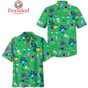 Stitch Happy St. Patrick’s Day Irish Green Hawaiian Shirts
