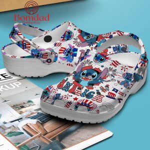 Stitch Independence Day America 4th Of July Crocs Clogs White Version