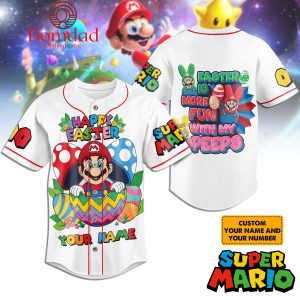 Super Mario Easter Is More Fun With My Peeps Personalized Baseball Jersey