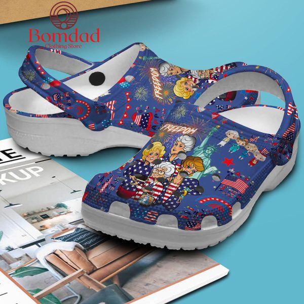 The Golden Girls Independence Day America 4th Of July Crocs Clogs Blue Design