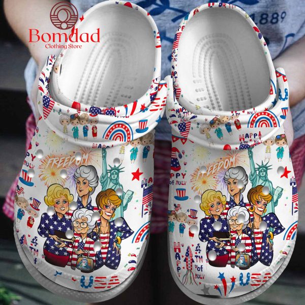 The Golden Girls Independence Day America 4th Of July Crocs Clogs White Version